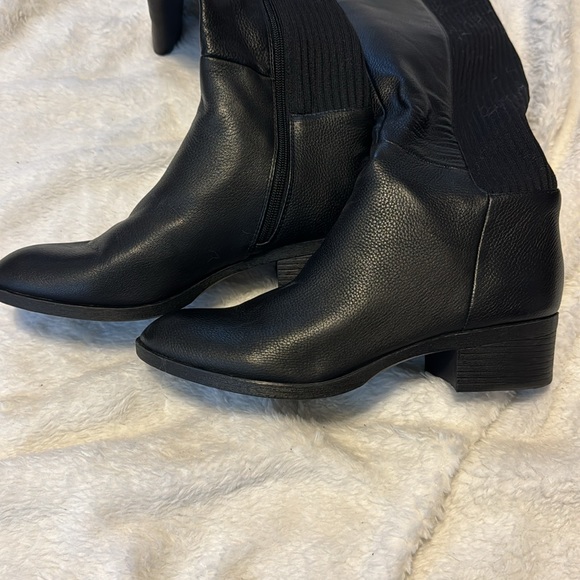 NEW! Kenneth Cole Black Levon Leather & Rib Knit Knee Boot - Size 9 - Picture 15 of 16